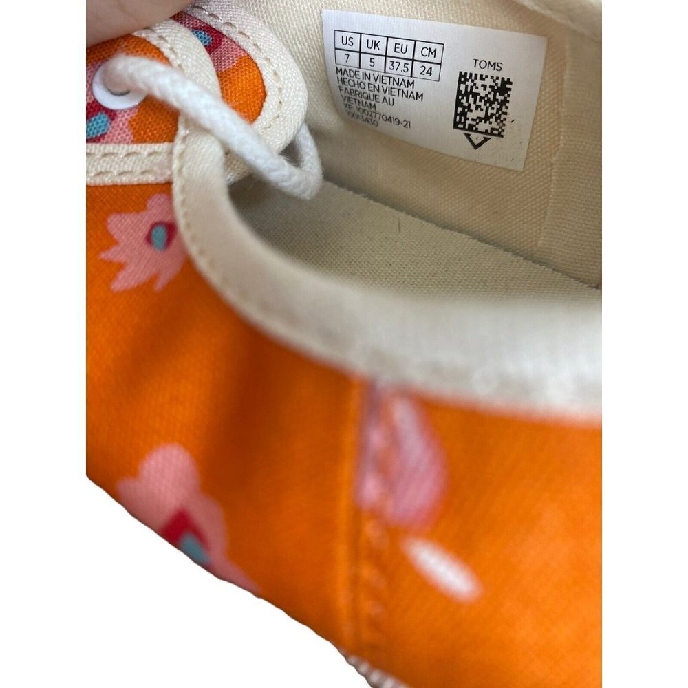 Toms Womens Carmel Persimmon‎ Spring Floral Orange Canvas Sneaker sz 7 NEW - Picture 6 of 9